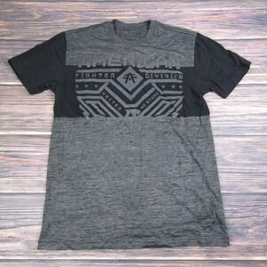 American Fighter Men Medium Training T Shirt UFC MMA Gym Workout Gray Black